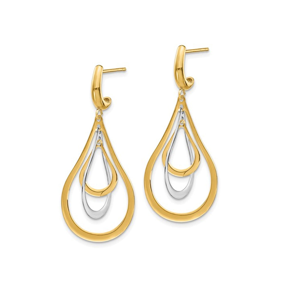 14K Yellow Gold Drop Post Dangle Earrings Image 4