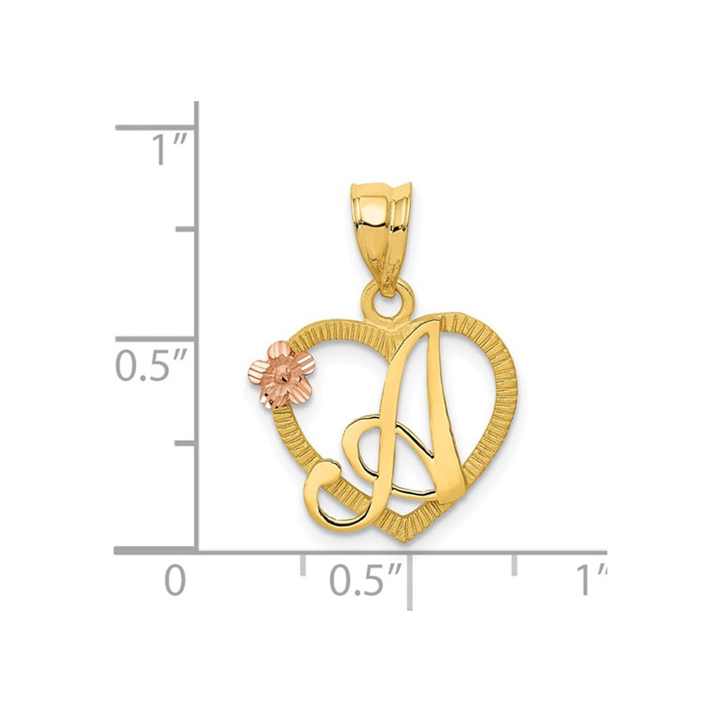 14K Yellow Gold Initial -A- Heart Necklace Pendant Charm with Chain Image 3