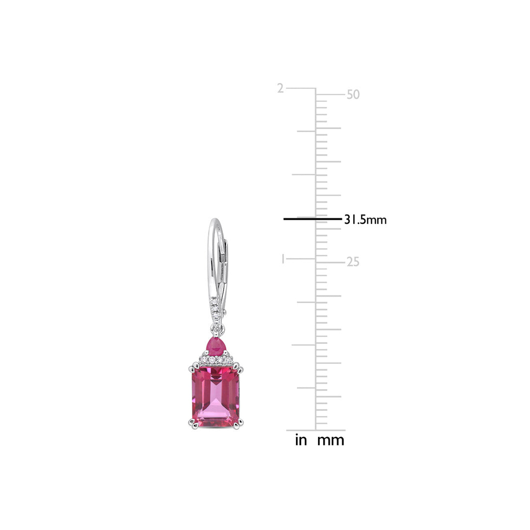 6.30 Carat (ctw) Pink Sapphire Dangle Earrings in Sterling Silver Image 3