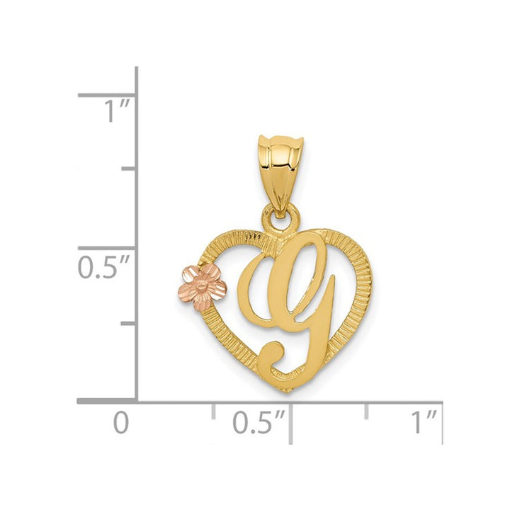 14K Yellow Gold Initial -G- Heart Necklace Pendant Charm with Chain Image 2