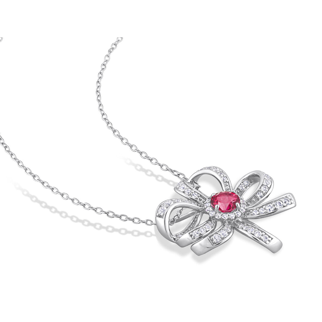 2.78 Carat (ctw) Pink White Topaz Flower Pendant Necklace in Sterling Silver with Chain Image 4