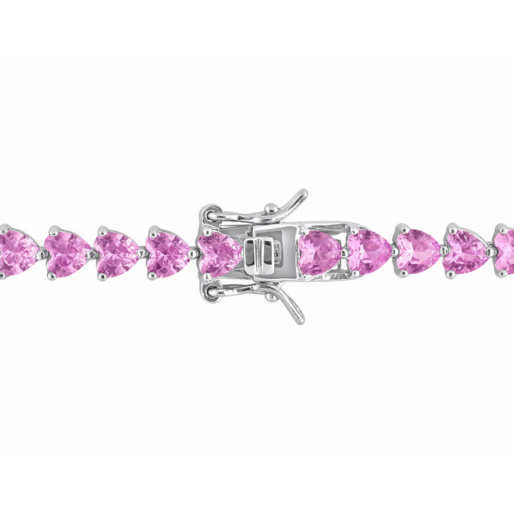 12.30 Carat (ctw) Lab-Created Pink Sapphire Bracelet in Sterling Silver (7.5 Inches) Image 2