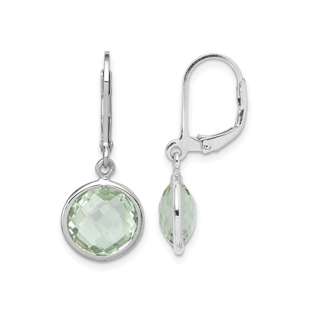 6.00 Carat (ctw) Green Quartz Dangle Earrings in Sterling Silver Image 1