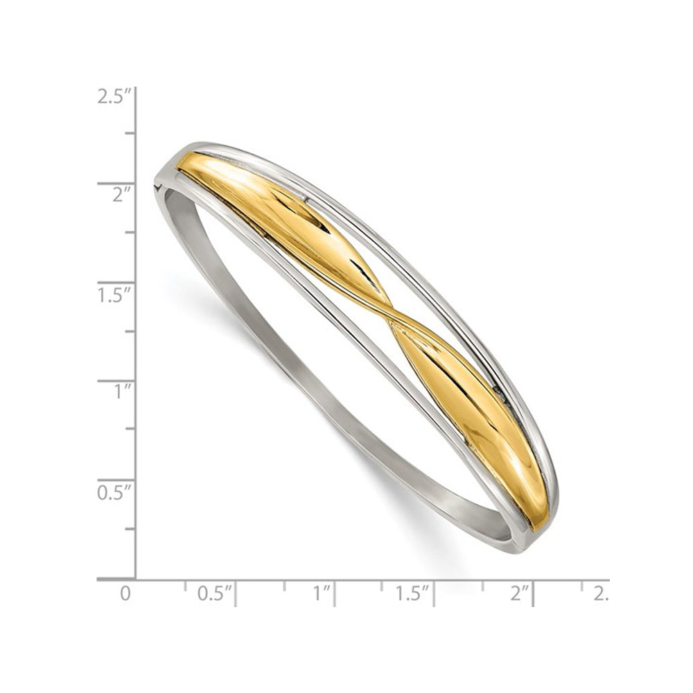Yellow Plated Stainless Steel Bangle Bracelet Image 3