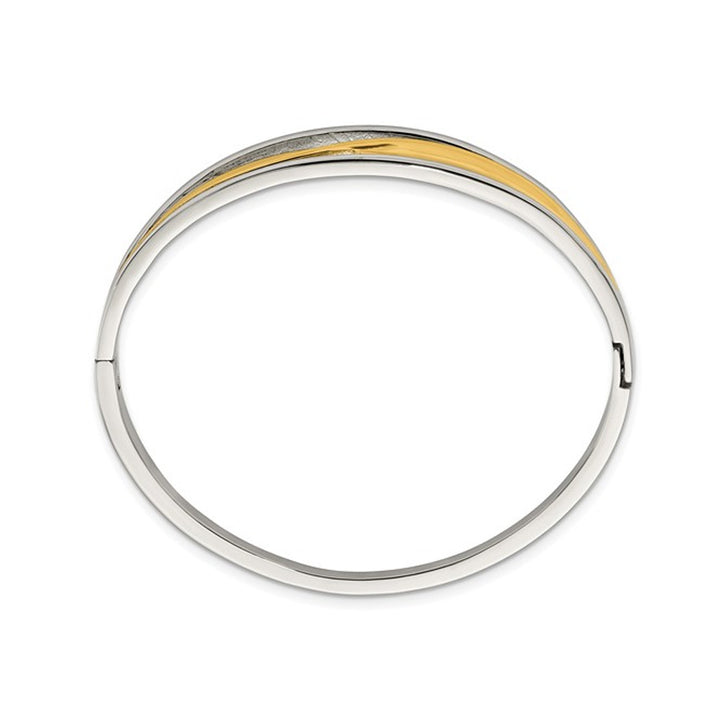 Yellow Plated Stainless Steel Bangle Bracelet Image 4