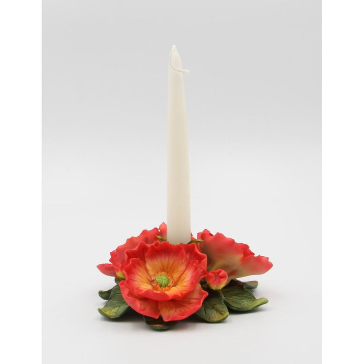 Ceramic Poppy Flower Candle Holder 6.125 Inch  Nature Image 2