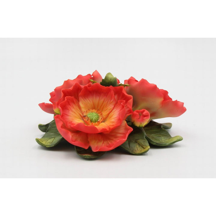 Ceramic Poppy Flower Candle Holder 6.125 Inch  Nature Image 3