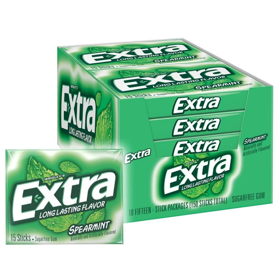 Extra Spearmint Sugar Free Chewing Gum Bulk Pack 15 Count (Pack of 10) Image 1