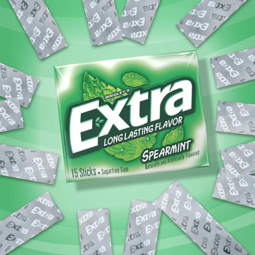 Extra Spearmint Sugar Free Chewing Gum Bulk Pack 15 Count (Pack of 10) Image 2