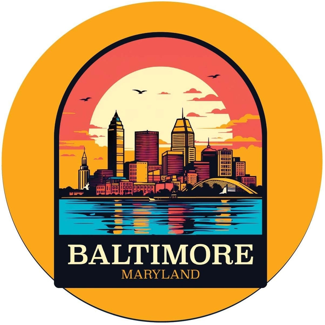 Baltimore Maryland C Souvenir Memories Round Durable Vinyl Decal Sticker Image 1