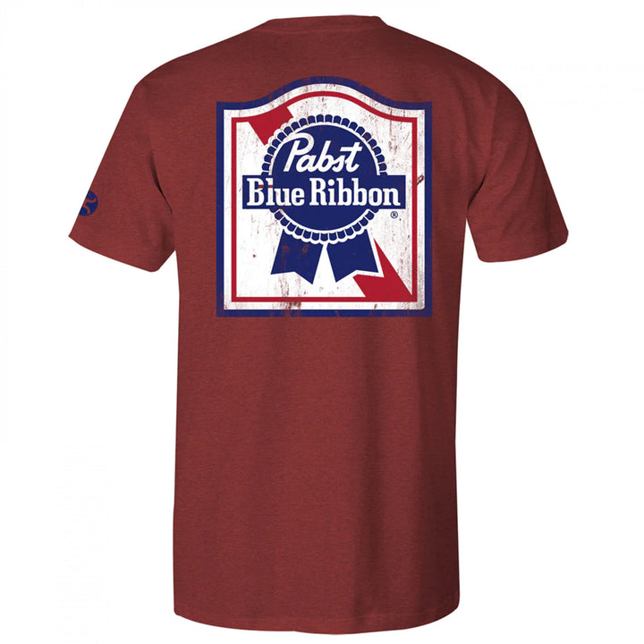 Pabst Blue Ribbon Logo Crimson Colorway Front and Back Print T-Shirt Image 2