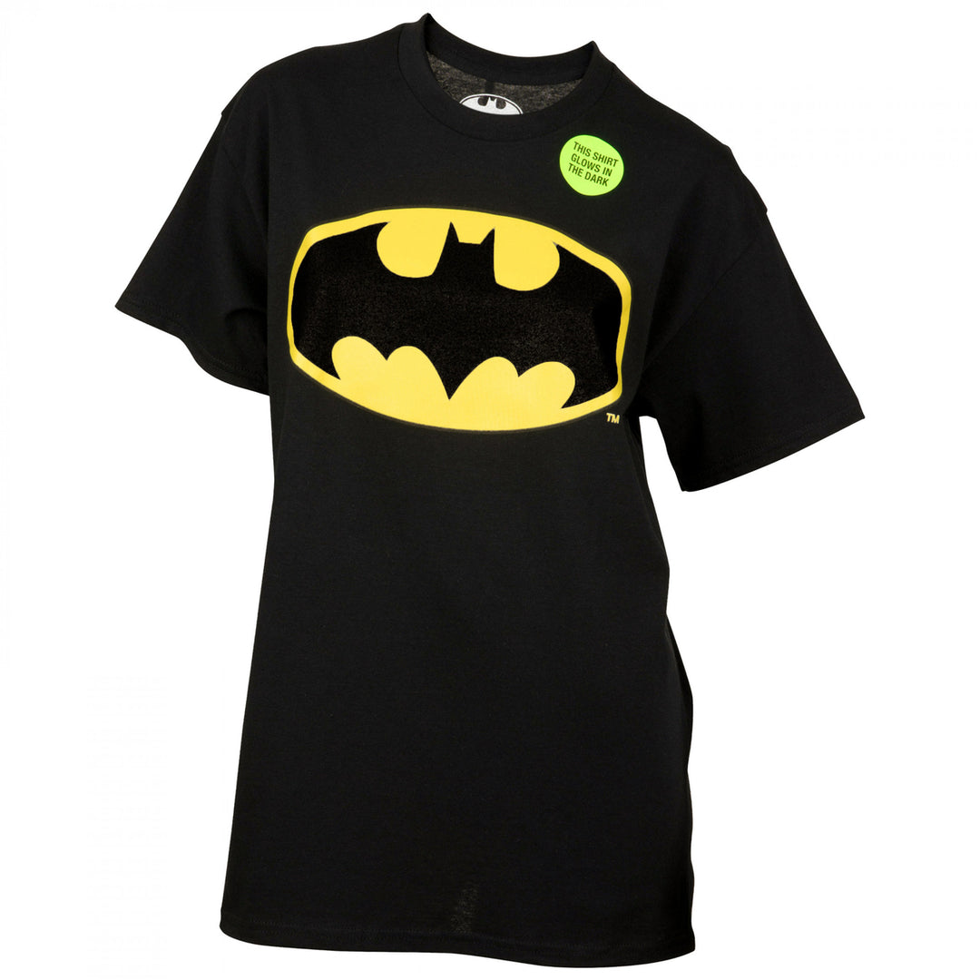 Batman Logo Juniors Crew Glow in the Dark T-Shirt Image 1