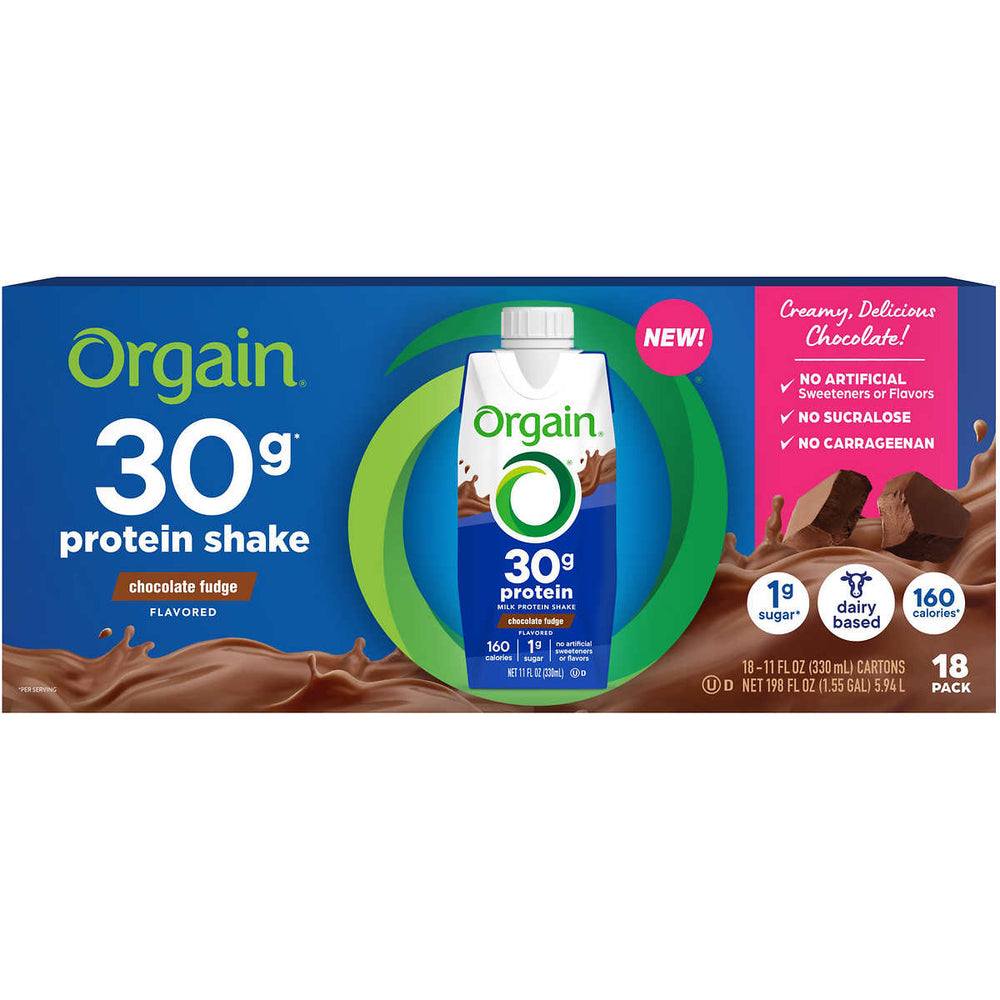 Orgain Milk 30g Protein ShakeChocolate Fudge11 Fluid Ounce (Pack of 18) Image 2