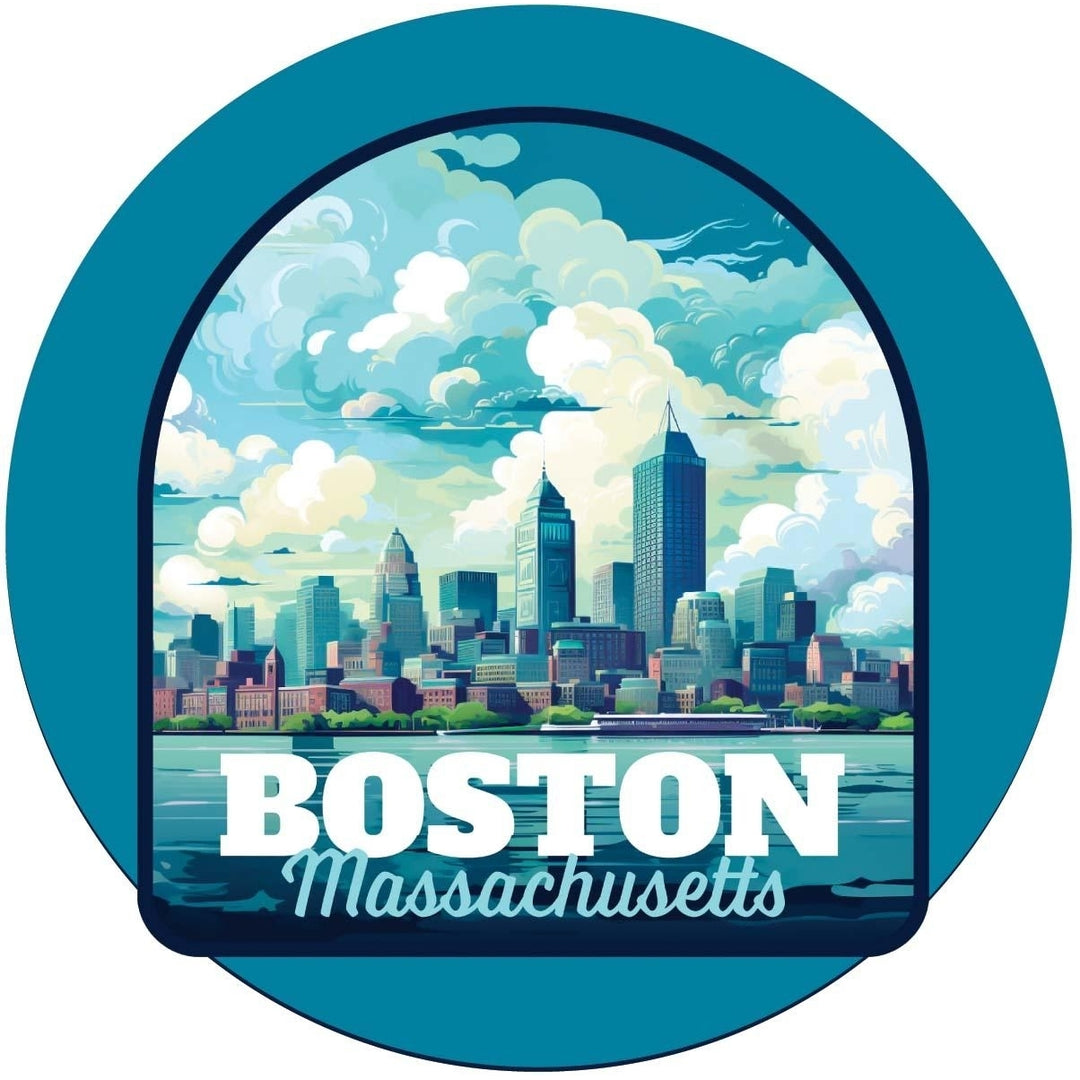 Boston Massachusetts A Souvenir Memories Round Durable Vinyl Decal Sticker Image 1