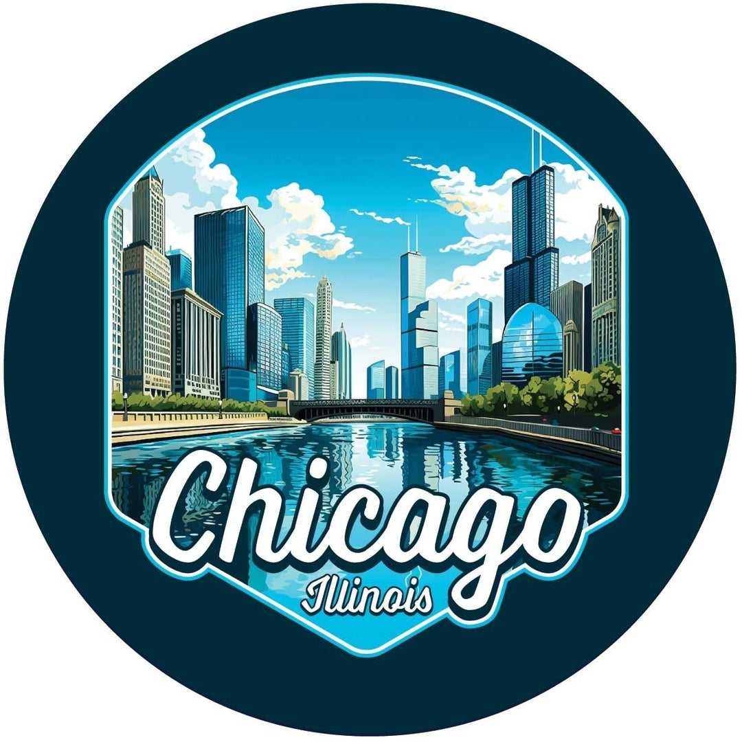 Chicago Illinois A Souvenir Memories Round Durable Vinyl Decal Sticker Image 1