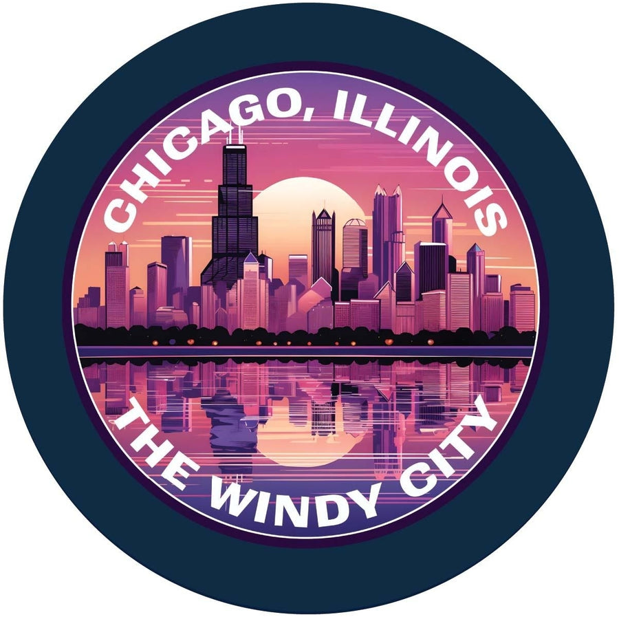 Chicago Illinois B Souvenir Memories Round Durable Vinyl Decal Sticker Image 1