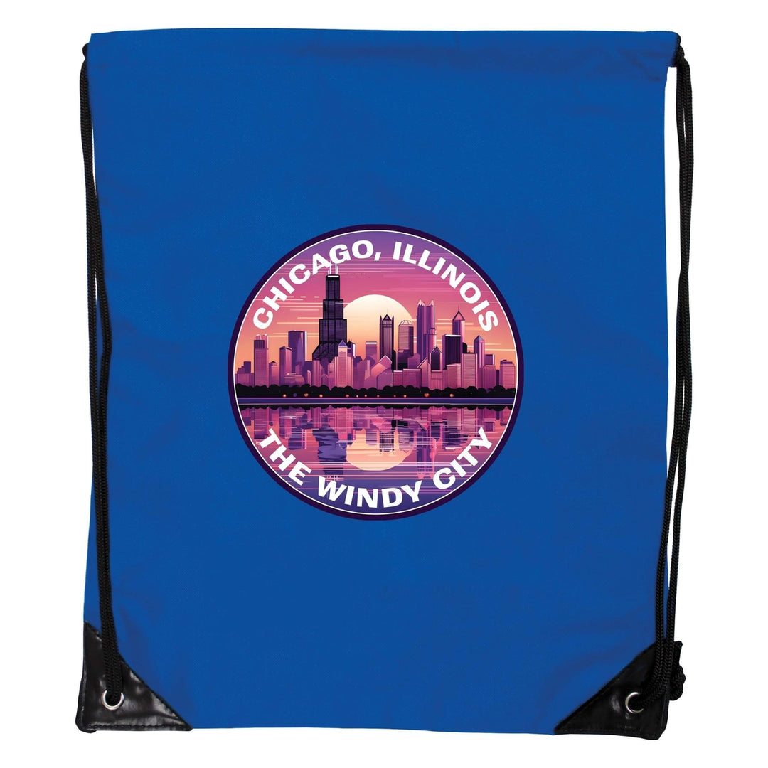 Chicago Illinois B Souvenir Cinch Bag with Drawstring Backpack Image 1