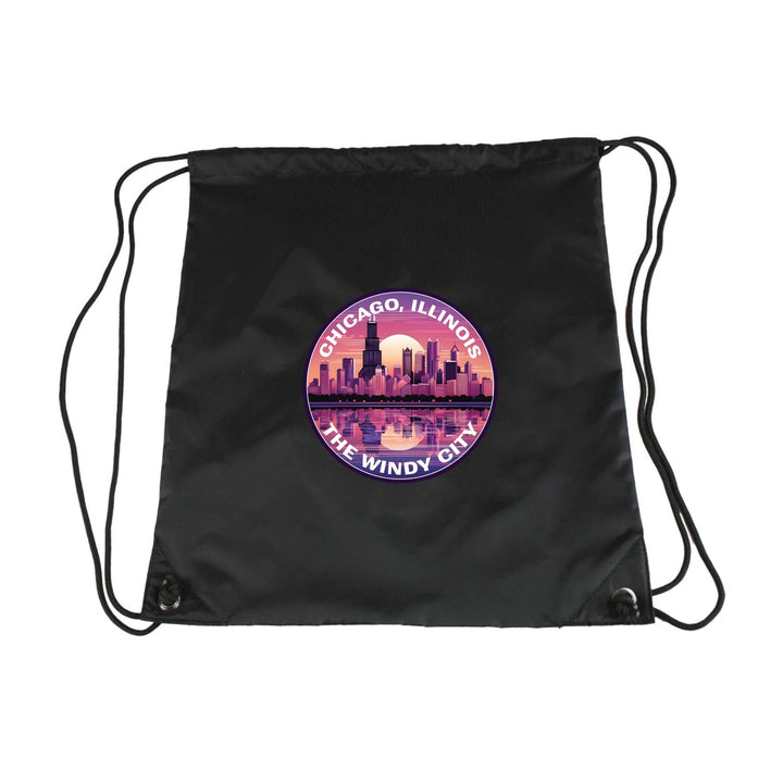 Chicago Illinois B Souvenir Cinch Bag with Drawstring Backpack Image 2