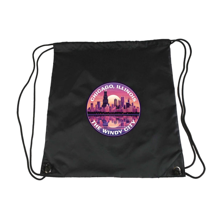 Chicago Illinois B Souvenir Cinch Bag with Drawstring Backpack Image 1