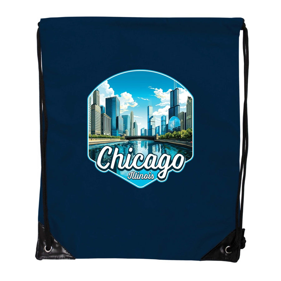 Chicago Illinois A Souvenir Cinch Bag with Drawstring Backpack Image 1