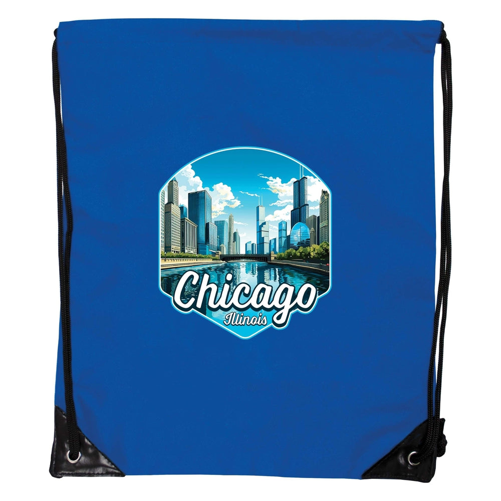 Chicago Illinois A Souvenir Cinch Bag with Drawstring Backpack Image 2