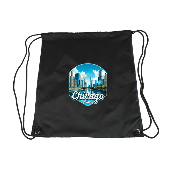 Chicago Illinois A Souvenir Cinch Bag with Drawstring Backpack Image 3