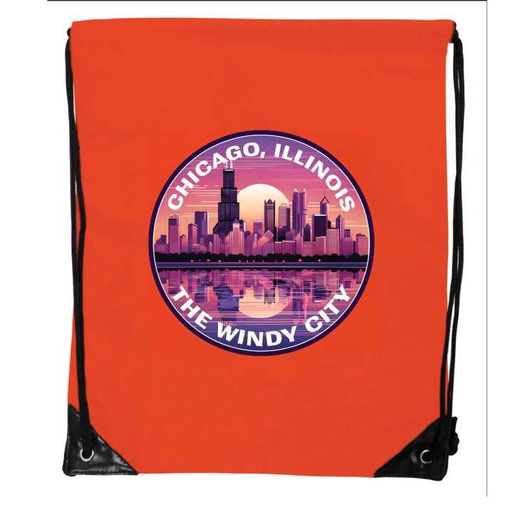 Chicago Illinois B Souvenir Cinch Bag with Drawstring Backpack Image 3