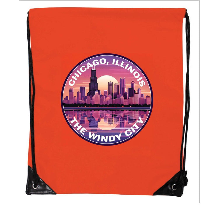 Chicago Illinois B Souvenir Cinch Bag with Drawstring Backpack Image 1