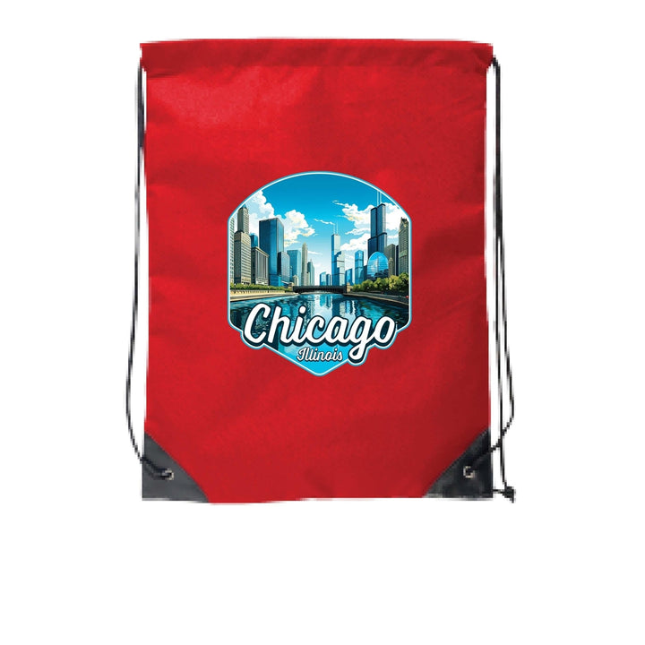 Chicago Illinois A Souvenir Cinch Bag with Drawstring Backpack Image 4