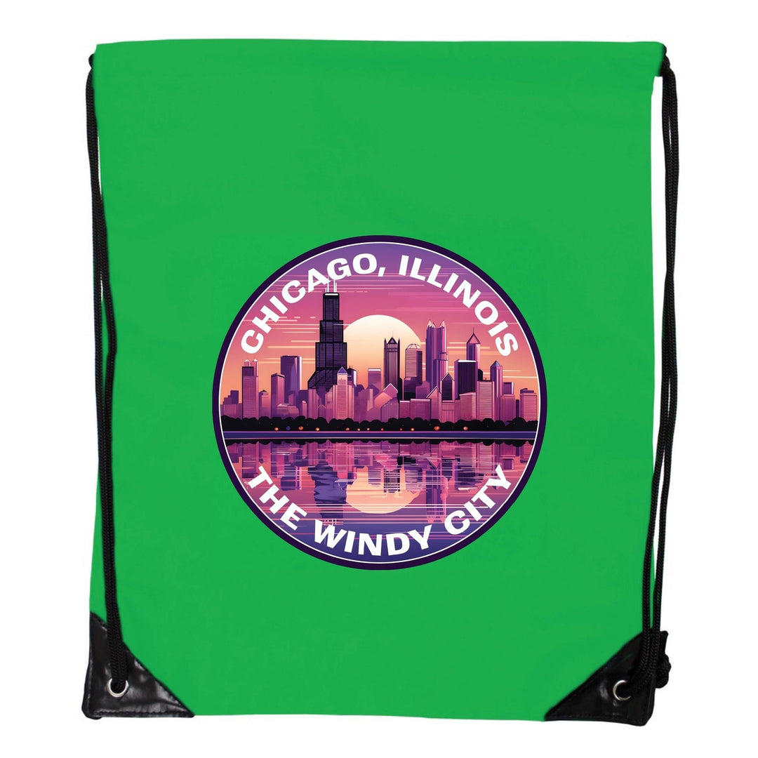 Chicago Illinois B Souvenir Cinch Bag with Drawstring Backpack Image 4