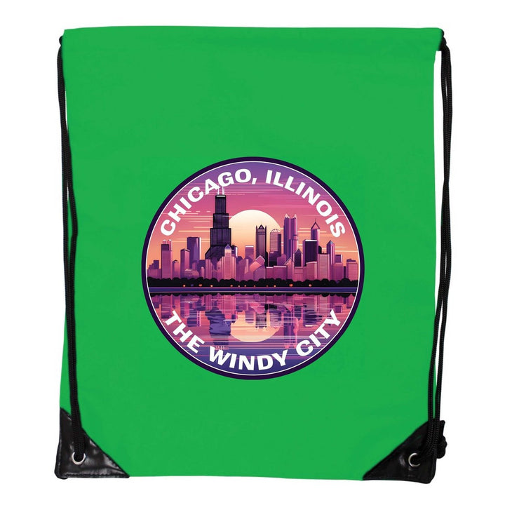 Chicago Illinois B Souvenir Cinch Bag with Drawstring Backpack Image 1