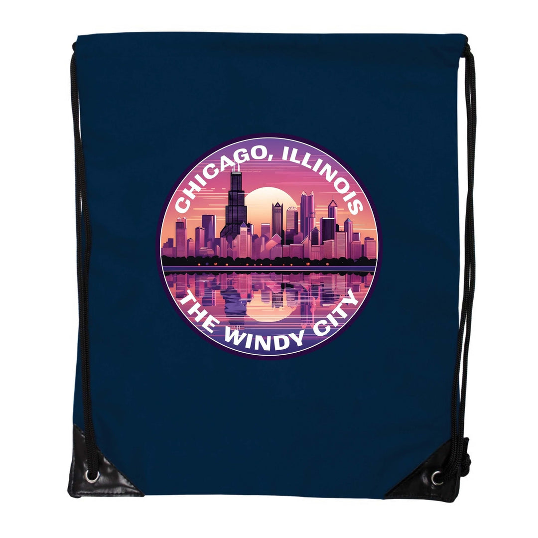 Chicago Illinois B Souvenir Cinch Bag with Drawstring Backpack Image 4