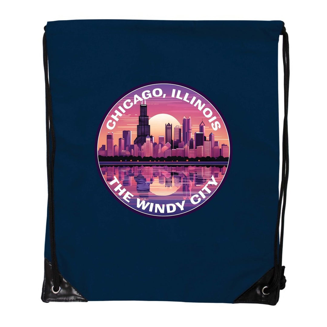 Chicago Illinois B Souvenir Cinch Bag with Drawstring Backpack Image 1