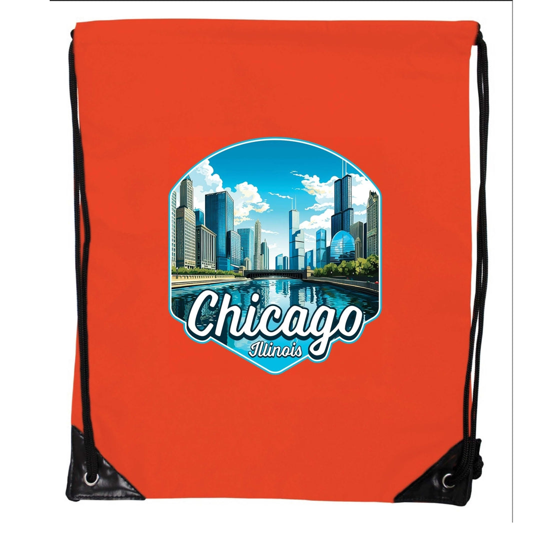 Chicago Illinois A Souvenir Cinch Bag with Drawstring Backpack Image 4