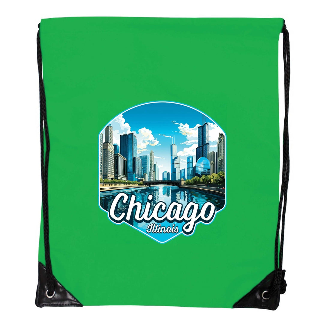 Chicago Illinois A Souvenir Cinch Bag with Drawstring Backpack Image 6