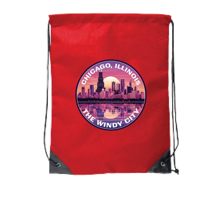 Chicago Illinois B Souvenir Cinch Bag with Drawstring Backpack Image 6