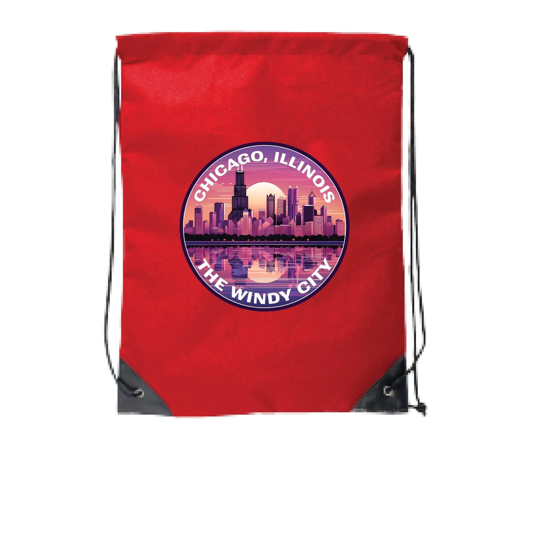 Chicago Illinois B Souvenir Cinch Bag with Drawstring Backpack Image 1