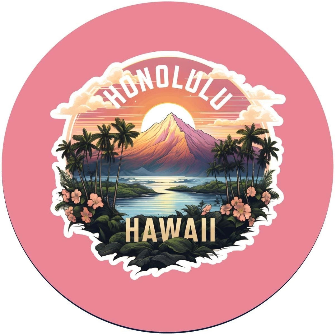 Honolulu Hawaii A Souvenir Memories Round Durable Vinyl Decal Sticker Image 1