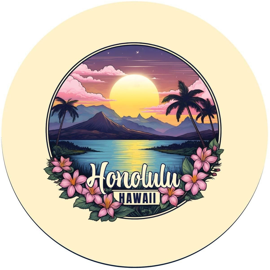 Honolulu Hawaii B Souvenir Memories Round Durable Vinyl Decal Sticker Image 1