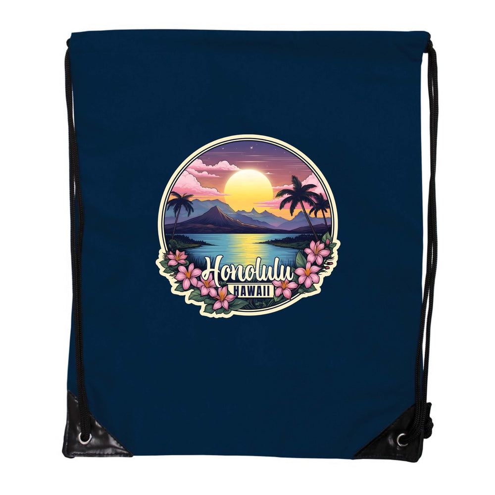 Honolulu Hawaii B Souvenir Cinch Bag with Drawstring Backpack Image 2