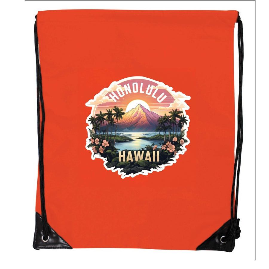 Honolulu Hawaii A Souvenir Cinch Bag with Drawstring Backpack Image 1