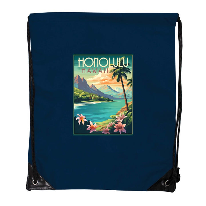 Honolulu Hawaii C Souvenir Cinch Bag with Drawstring Backpack Image 1