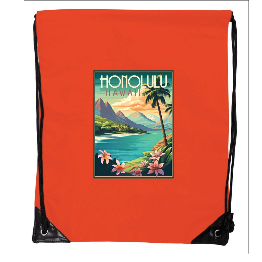 Honolulu Hawaii C Souvenir Cinch Bag with Drawstring Backpack Image 2