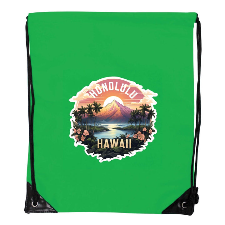 Honolulu Hawaii A Souvenir Cinch Bag with Drawstring Backpack Image 2