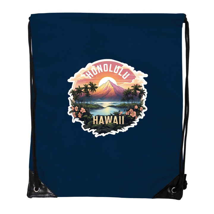 Honolulu Hawaii A Souvenir Cinch Bag with Drawstring Backpack Image 3