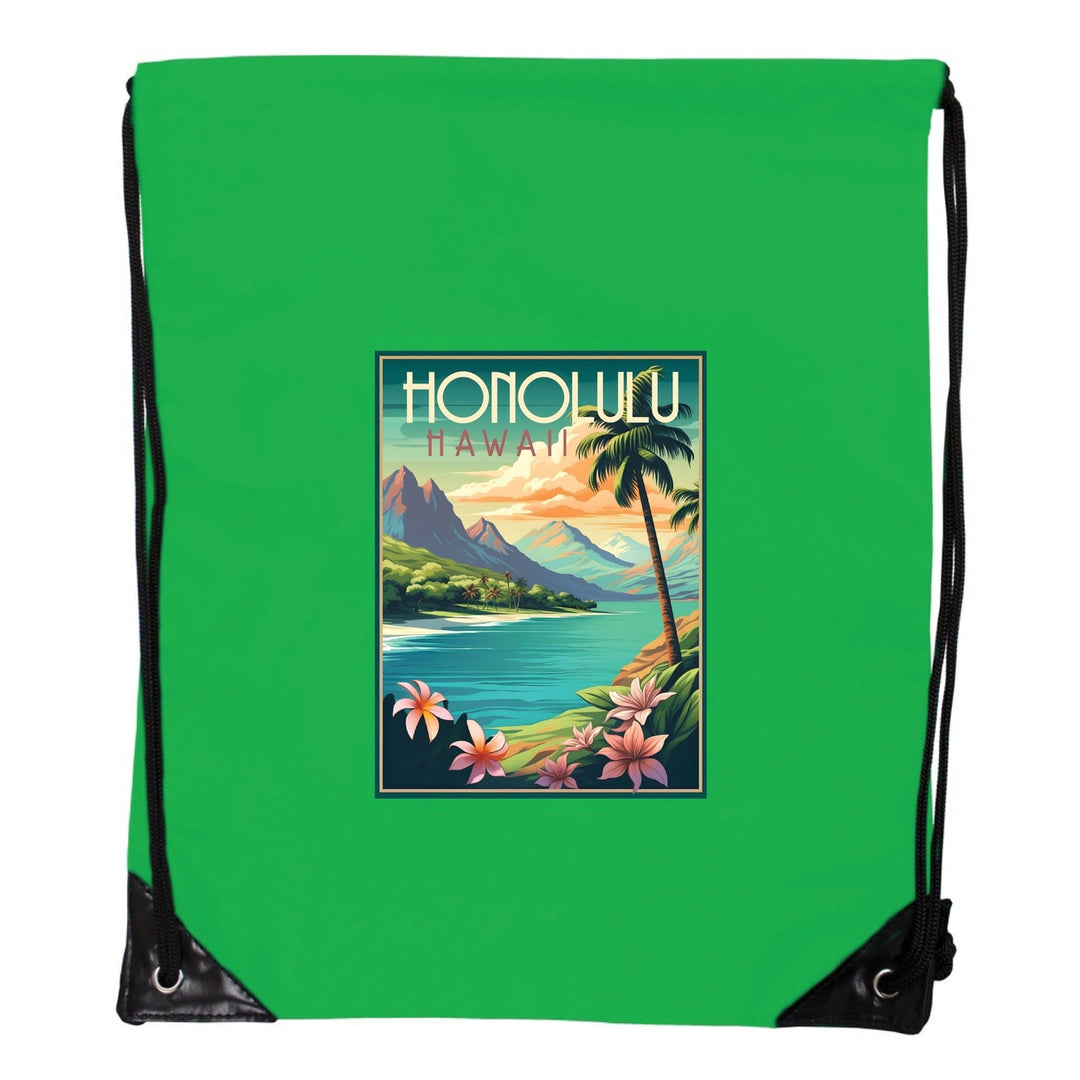 Honolulu Hawaii C Souvenir Cinch Bag with Drawstring Backpack Image 3