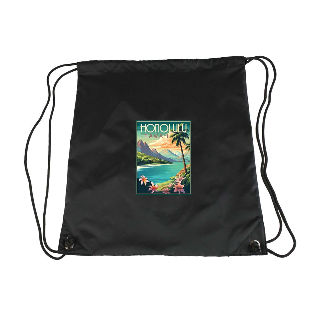 Honolulu Hawaii C Souvenir Cinch Bag with Drawstring Backpack Image 4