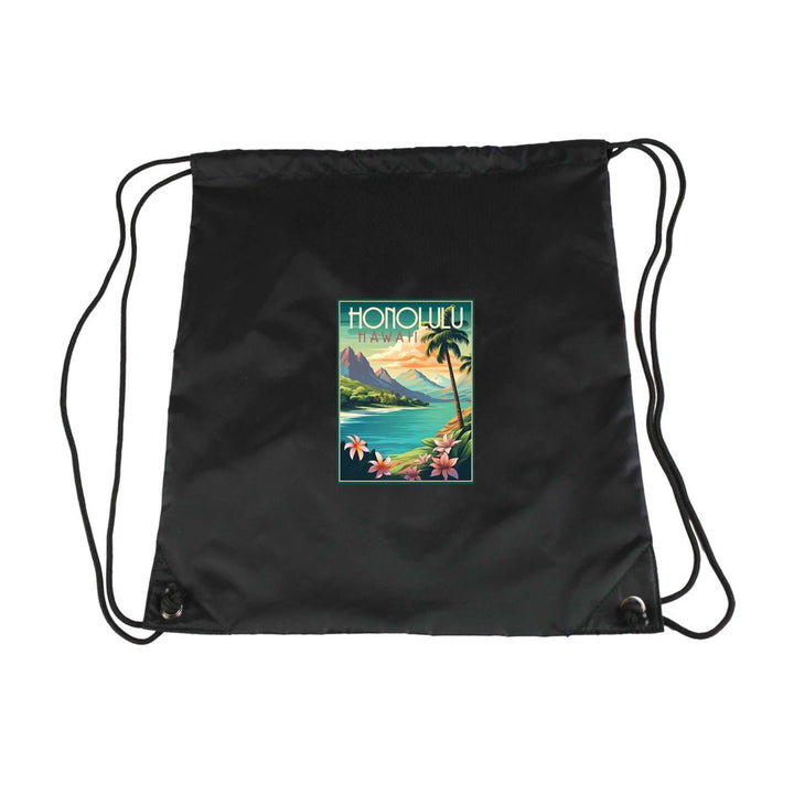 Honolulu Hawaii C Souvenir Cinch Bag with Drawstring Backpack Image 1