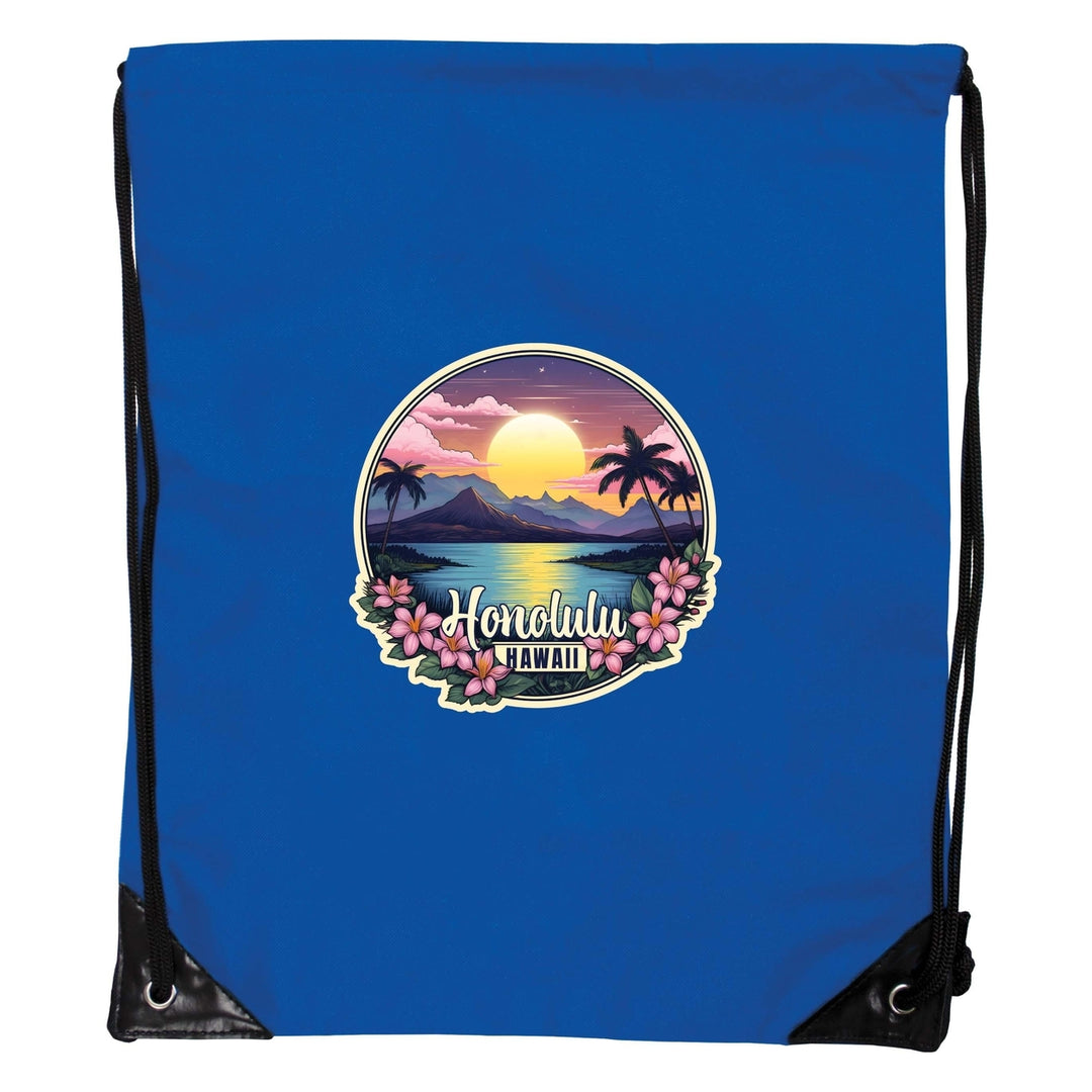 Honolulu Hawaii B Souvenir Cinch Bag with Drawstring Backpack Image 4