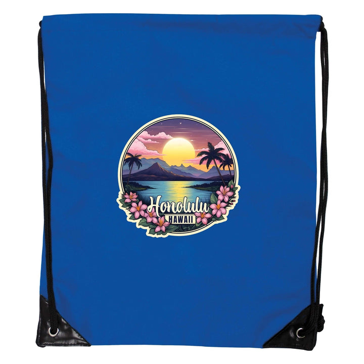 Honolulu Hawaii B Souvenir Cinch Bag with Drawstring Backpack Image 4